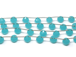 Aqua Chalcedony Faceted Onion Drops, 10 mm, Rich Color, Chalcedony Gemstone Beads, (CLAQ-ON-10)(136)