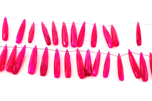 Fuchsia Pink Chalcedony Faceted Long Thin Pencil Drops, 6x30 mm, (CLFP-PEN-6x30)(155)