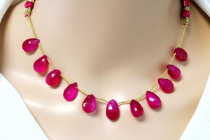 Fuchsia Pink Chalcedony Faceted Pear Drops, 10x13 mm, (CLFP-PR-10x13)(158)