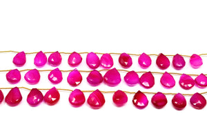 Fuchsia Pink Chalcedony Faceted Pear Drops, 10x15 mm, Rich Color, Chalcedony Gemstone Beads, (CLFP-PR-10x15)(159)