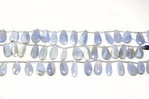 Ice Chalcedony Faceted Pear Drops, 11x24 mm, Rich Color, Chalcedony Gemstone Beads, (CLICE-PR-11x24)(165)