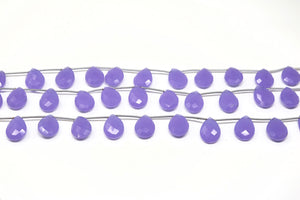 Lavender Chalcedony Faceted Pear Drops, 13x18 mm, Rich Color, Chalcedony Gemstone Beads, (CLLA-PR-13x18)(174)