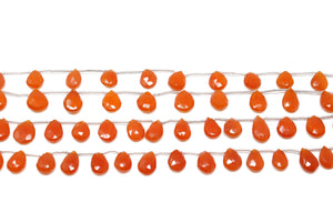 Carnelian Faceted Pear Drops, 9x12 mm, Rich Orange Color, (CAR-PR-9x12)(210)