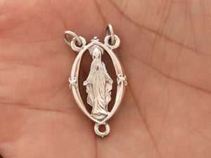 Sterling Silver Virgin Mary Rosary Center Charm-- (SS/CH0/CR27)