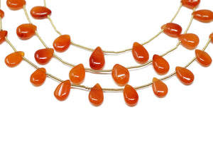 Carnelian Smooth Pear Drops, 6x8 mm, Rich Orange Color, (CAR-SPR-6x8)(212)