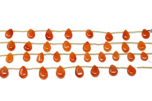 Carnelian Smooth Pear Drops, 6x8 mm, Rich Orange Color, (CAR-SPR-6x8)(212)