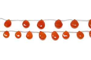Carnelian Faceted Pear Drops, 10x15 mm, Rich Orange Color, (CAR-PR-10x15)(214)