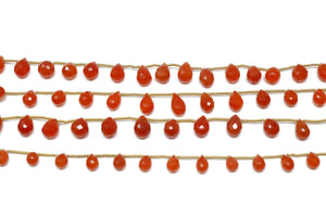 Carnelian Faceted Tear Drops, 6x9-7x10 mm, Rich Orange Color, (CAR-TR-6x9-7x10)(219)