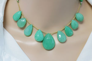 Chrysoprase Faceted One of a Kind Pear Drops, 13x20-22x29 mm, (CHRY-PR-13x20-22x29)(221)