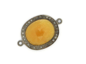 Pave Diamond Yellow Sapphire Oval Connector, (I/YSAP/27x23) - Beadspoint