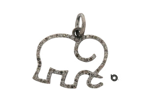 Pave Diamond Elephant Open work Charm, (DCH-147)