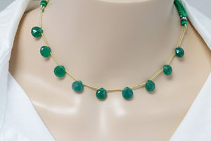 Green Onyx Faceted Heart Drops, 8-9 mm, Onyx Gemstone Beads, (GNx-HRT-8-9)(229)