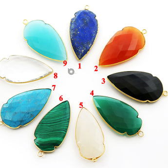 Gold Plated Faceted Shape Bezel, 43X23 mm, Multiple Colors, (BZC-9023-LAP-LG) - Beadspoint