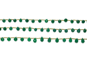 Green Onyx Faceted Tear Drops, 5x7-6x8 mm, Rich Color, Onyx Gemstone Beads, (GNx-TR-5x7-6x8)(239)