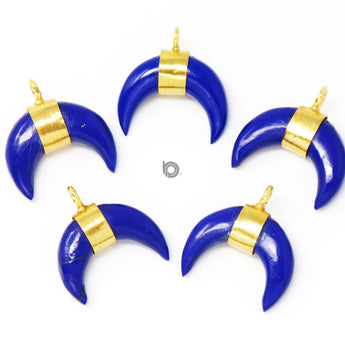 Gold Electroplated Crescent Moon Pendant, 22x10 mm, Multiple Colors, (BZC-9062-LAP) - Beadspoint