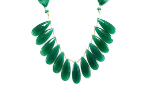 Green Onyx Faceted Pear Drops, 16x23 mm, Rich Color, Onyx Gemstone Beads, (GNx-PR-16x23)(249)