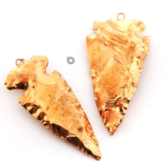 Bronze Plated Jasper Arrowhead Pendant, 45x25 -52x30 mm, (BZC-9080) - Beadspoint