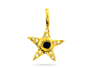 Pave Diamond Star Charm with Sapphire Center, Multiple Options, (DCH-171)