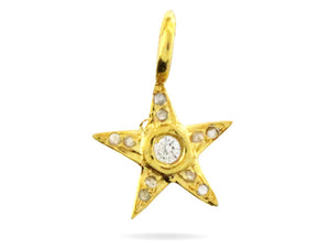 Pave Diamond Star Charm with Sapphire Center, Multiple Options, (DCH-171)