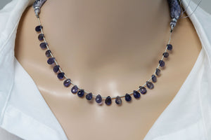 Natural Iolite Faceted Pear Drops, 5x7-8 mm, Rich Color, Iolite Gemstone Beads, (IOL-PR-5x7-8)(261)