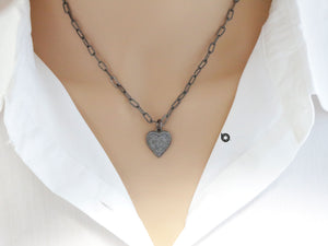 Pave Diamond Love Heart Charm, (DCH-153)