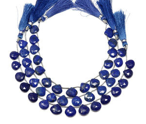 Lapis Lazuli Faceted Heart Drops, 10-11 mm, Rich Color, Lapis Gemstone Beads, (LAP-HRT-10-11)(295)