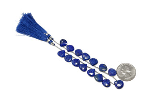 Lapis Lazuli Faceted Heart Drops, 10-11 mm, Rich Color, Lapis Gemstone Beads, (LAP-HRT-10-11)(295)