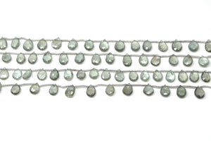 Moss Aquamarine Faceted Pear Drops, 7x10-8x11 mm, Rich Color, Aquamarine Gemstone Beads, (MAQ-PR-7x10-8x11)(313)