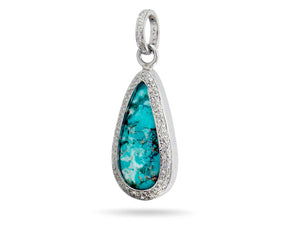 Pave Diamond Turquoise Drop Pendant, (DTR-2042)