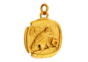 Sterling Silver Artisan Handmade Ancient Owl of Athena, Greek Medallion, (AF-398)