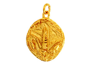 Sterling Silver Artisan Handmade Fields of Gold Medallion, (AF-395)