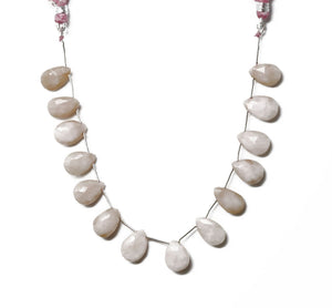 Natural Australian Faceted Pink Opal Pear Drops, 8x11-9x13 mm, Rich Color, Opal Gemstone Beads, (POP-PR-8x11-9x13)(379)