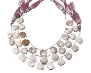 Natural Australian Faceted Pink Opal Heart Drops, 10-12 mm, Rich Color, Opal Gemstone Beads, (POP-HRT-10-12)(384)
