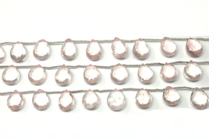 Rose Quartz Faceted Pear Drops, 11x14-15 mm, Rich Color, Quartz Gemstone Beads, (RQ-PR-11x14-15)(401)