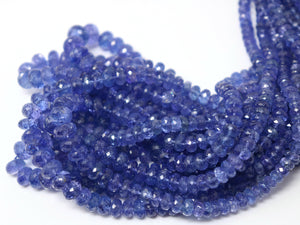 Tanzanite Faceted Roundels, 4-9 mm (TZNT-4-9) - Beadspoint