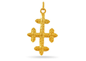 Sterling Silver Vermeil Artisan Hammered Coptic Cross Pendant, (AF-517)