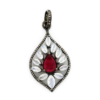 Pave Diamond Ruby Pendant, (DRB-7030) - Beadspoint