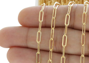14K Gold Filled heavy Flat paperclip chain, 3x8.5 mm, (GF-038)