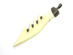 Final Sale, Pave Diamond Horn Pendant -Silver Horn Pendant, (FS-137-TDP)