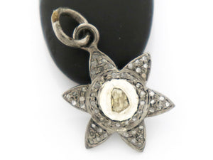 Pave Diamond Star Charm w/Rose cut diamond (DCH-78) - Beadspoint