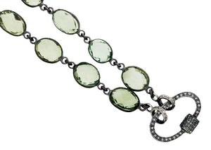 Green Amethyst Ready to Wear Finished Oval Chain with Diamond Clasp or Without Clasp, (DCHN-55)