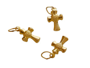 14k Gold Filled Puffed Heart Cross Charm-- (GF/CH0/CR1) - Beadspoint