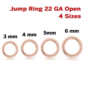 14k Rose Gold Filled Jump Ring 22 GA Open, 4 Sizes, (RG-JR22-O)