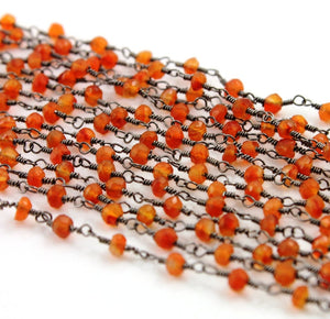 Carnelian Wire Wrapped Rosary Chain, (RS-CAR-72) - Beadspoint