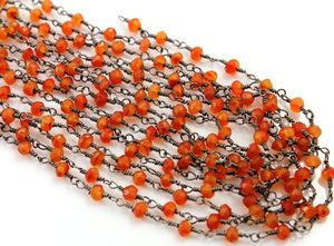 Carnelian Wire Wrapped Rosary Chain, (RS-CAR-72) - Beadspoint