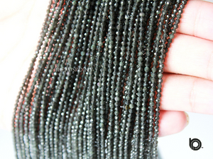 Black Moonstone Faceted Rondelle Beads, (BMNS-2.5-FRNDL) - Beadspoint