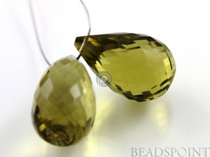 Olive Topaz Micro Faceted Tear Drops, (OTZ15x10PR) - Beadspoint