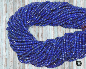 Lapis Faceted Roundel Beads, (LPS35RNDL) - Beadspoint