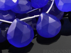 Dark Blue Chalcedony Medium Faceted Heart Drops, (BCHALC12HRT), - Beadspoint