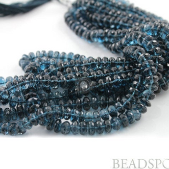 Blue Topaz Micro Faceted Roundels, (6LBTZ6Rndl) - Beadspoint